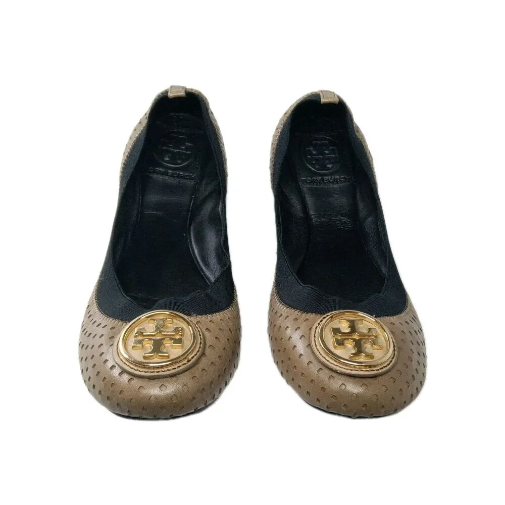 Tory Burch Caroline Perforated Leather Ballet Flats Women's Size 6.5 Shoes